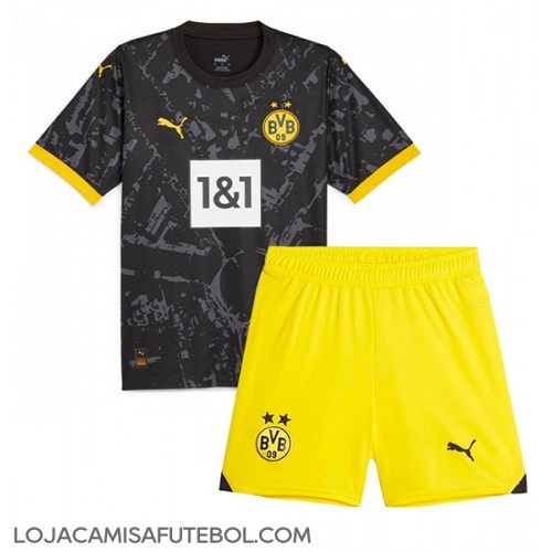 Camisa de Futebol Borussia Dortmund Equipamento Secundário Infantil 2023-24 Manga Curta (+ Calças curtas)
